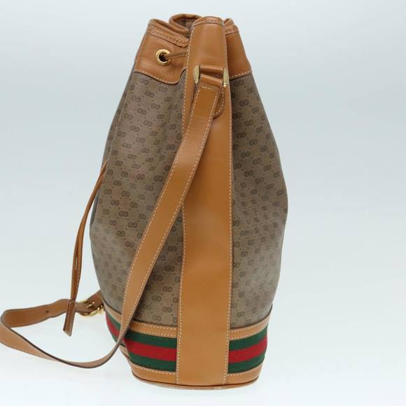 GUCCI Micro GG Supreme Web Sherry Line Shoulder Bag PVC Brown Gold Auth 88809 - Picture 3 of 16